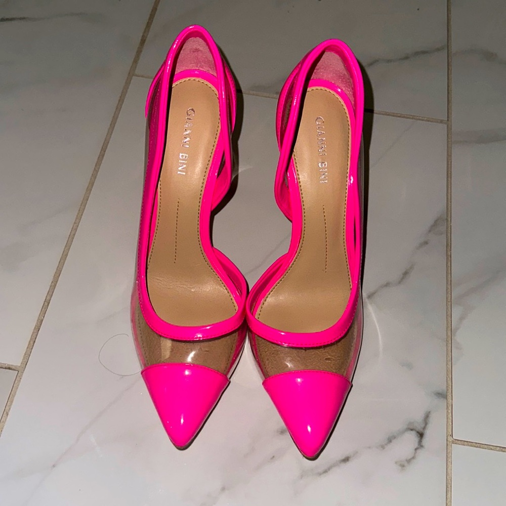 Hot Pink and PVC Pumps- Gianni Bini